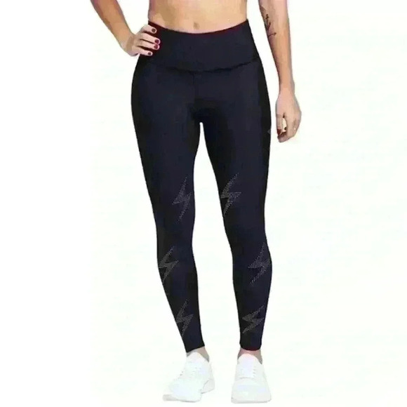 SOUL by SOULCYCLE Electric Feeling Lightning Bolt Leggings in Black Size medium - Picture 1 of 4